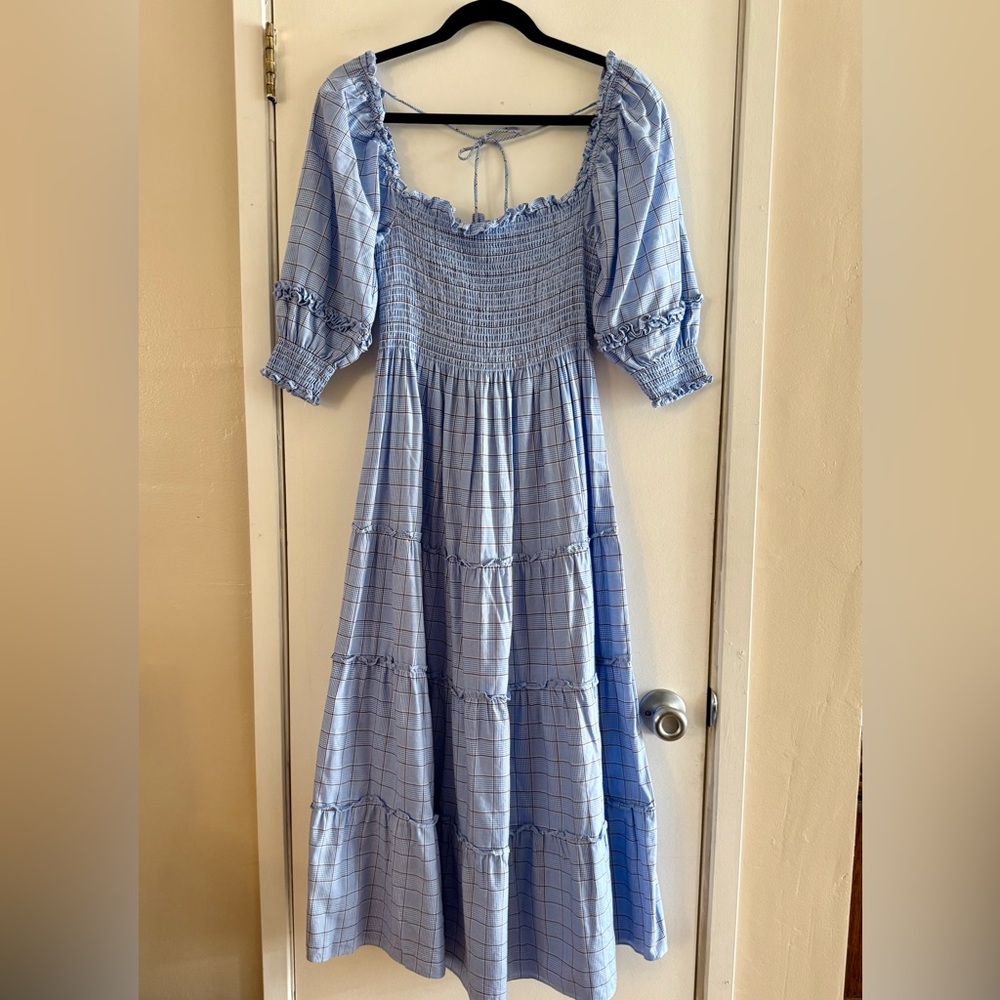 Hill House Home The Nesli Nap Dress - Light Blue Check Plaid - Picture 2 of 6